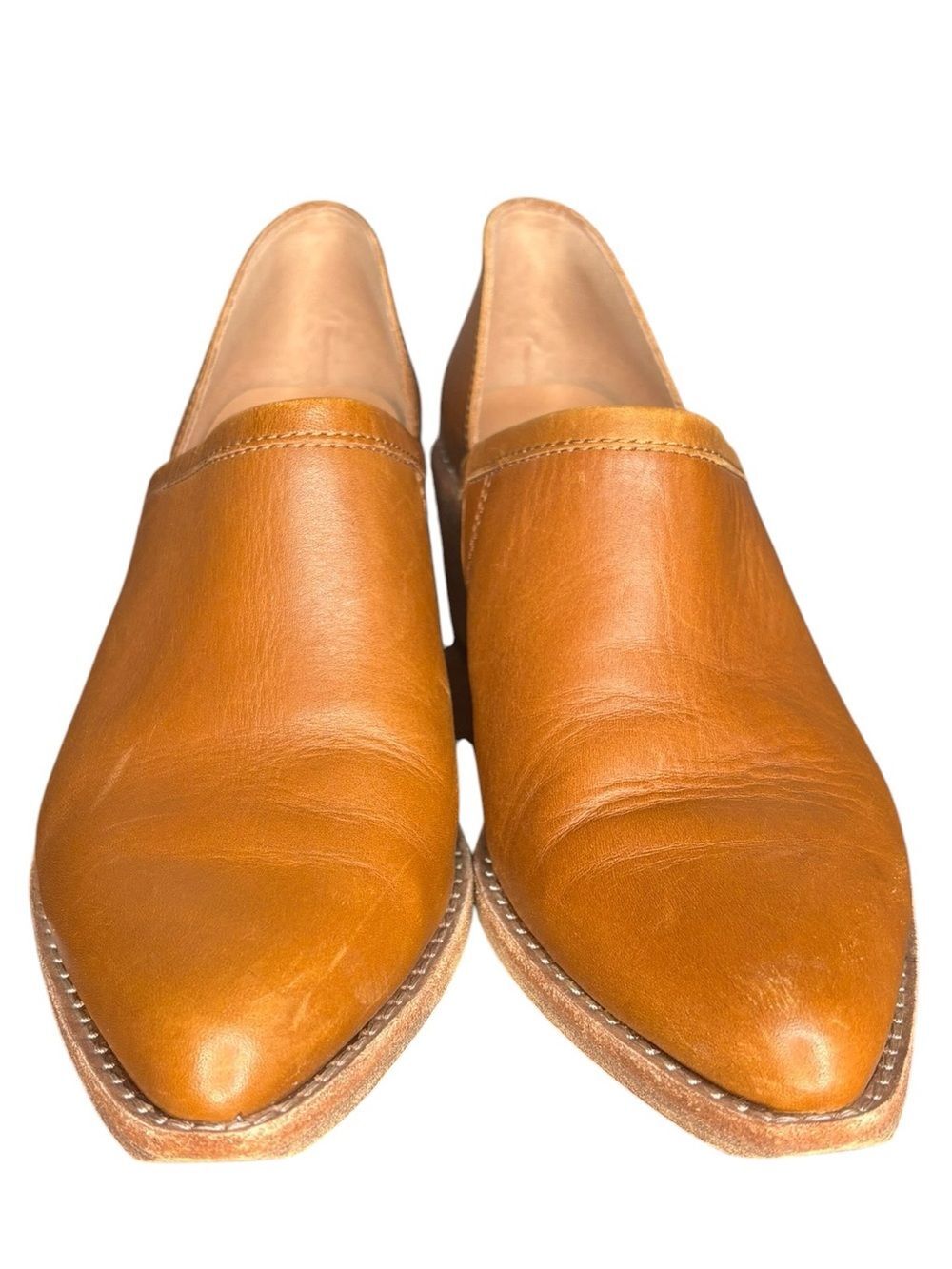 Madewell The Brady Lowcut Booties in English Saddle Block Heel Leathet Size 6.5 - Picture 2 of 10